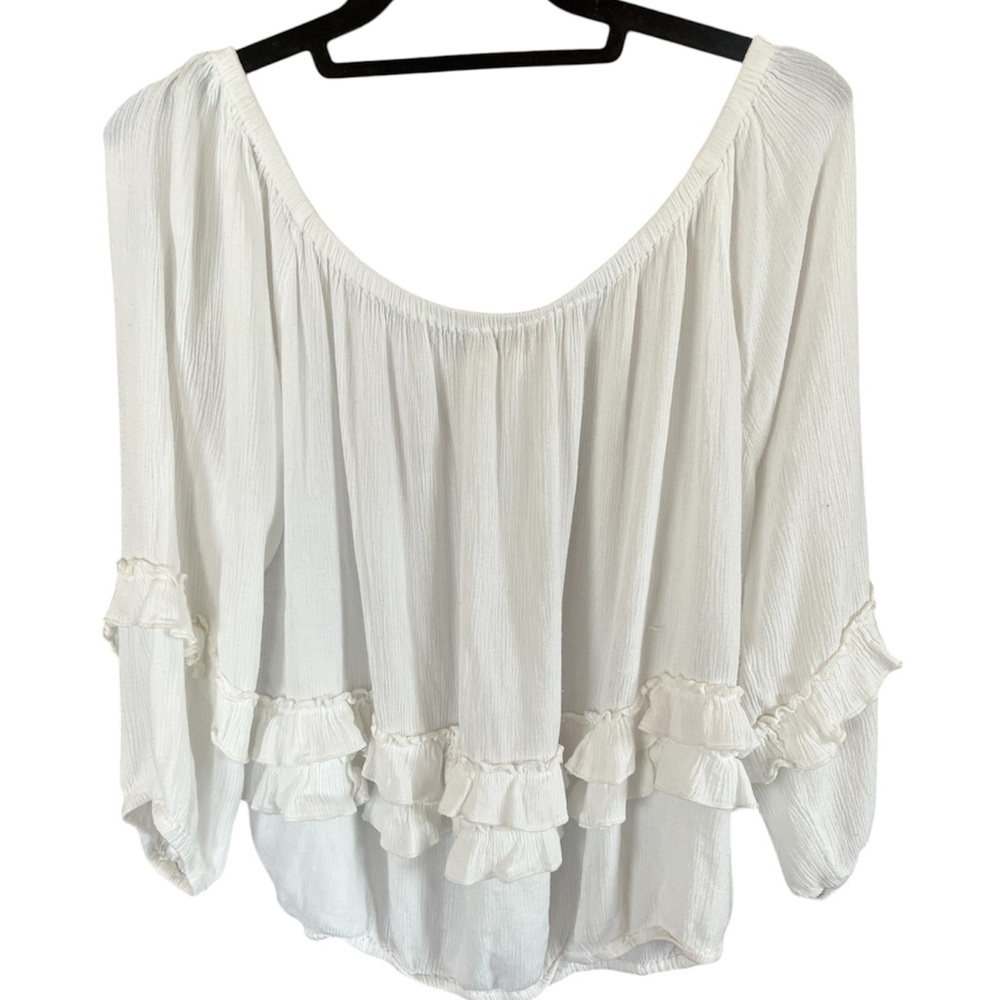 Forever 21 white off-the-shoulder ruffle shirt